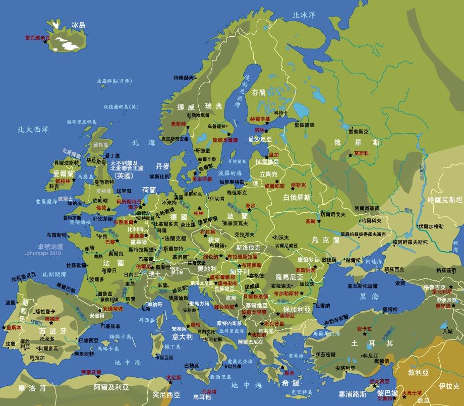 欧美国家地图图片
