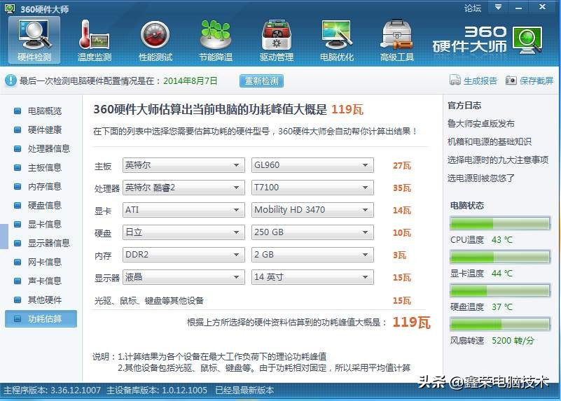 一台电脑到底功耗是多少