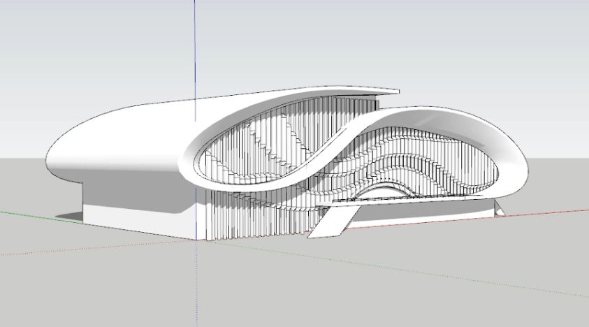 世界杯体育场建筑模型(异形体育馆设计，SU三两下就建模完成)