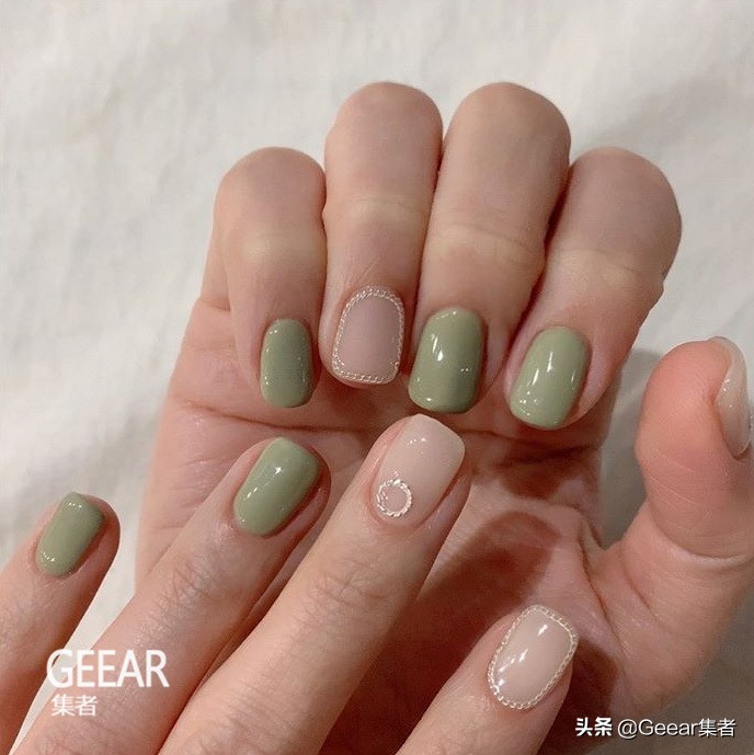 清新典雅之选！就跟韩国女生以橄榄绿色美甲迎接夏日吧