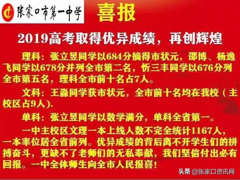 「续」张家口高考各校一本上线人数揭秘