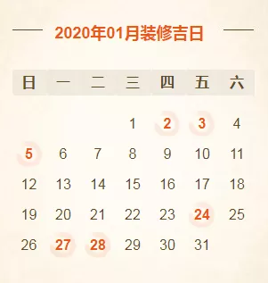 2020年装修开工吉日