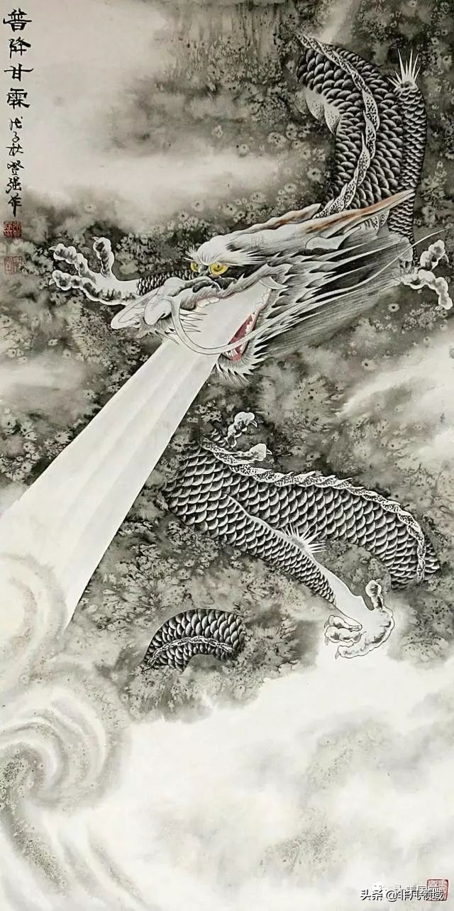 龙的简笔画图文教程中国彩墨龙的画法步骤图片工笔水墨画龙的简笔画教