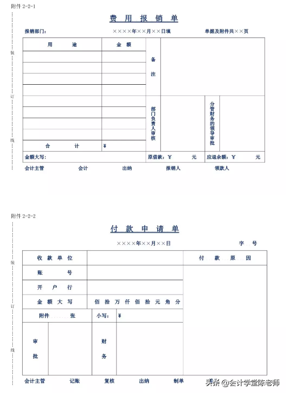 行政事业单位会计凭证及报销附件模板
