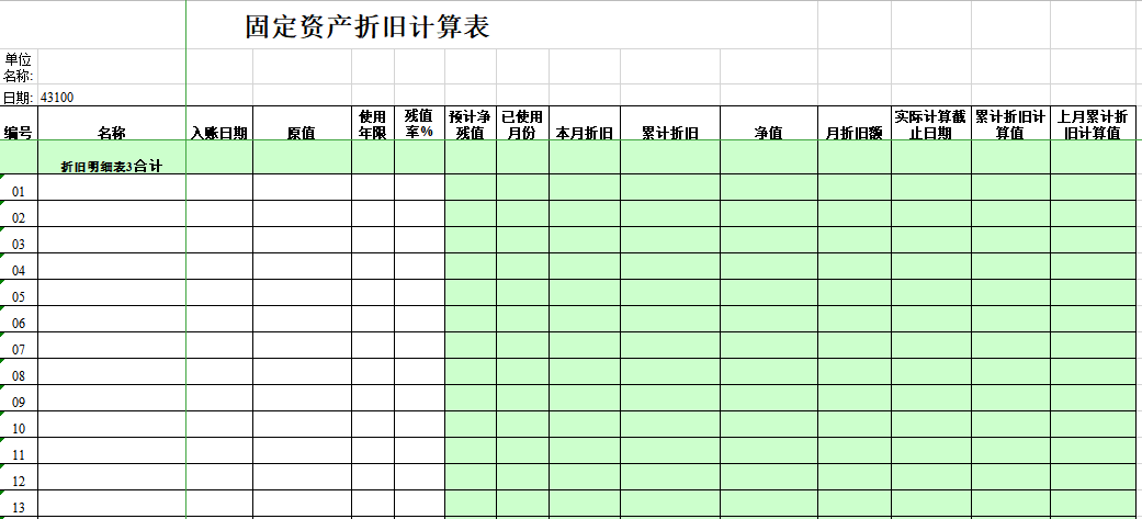 汽车折旧费用计算表-财务会计出纳必备表格