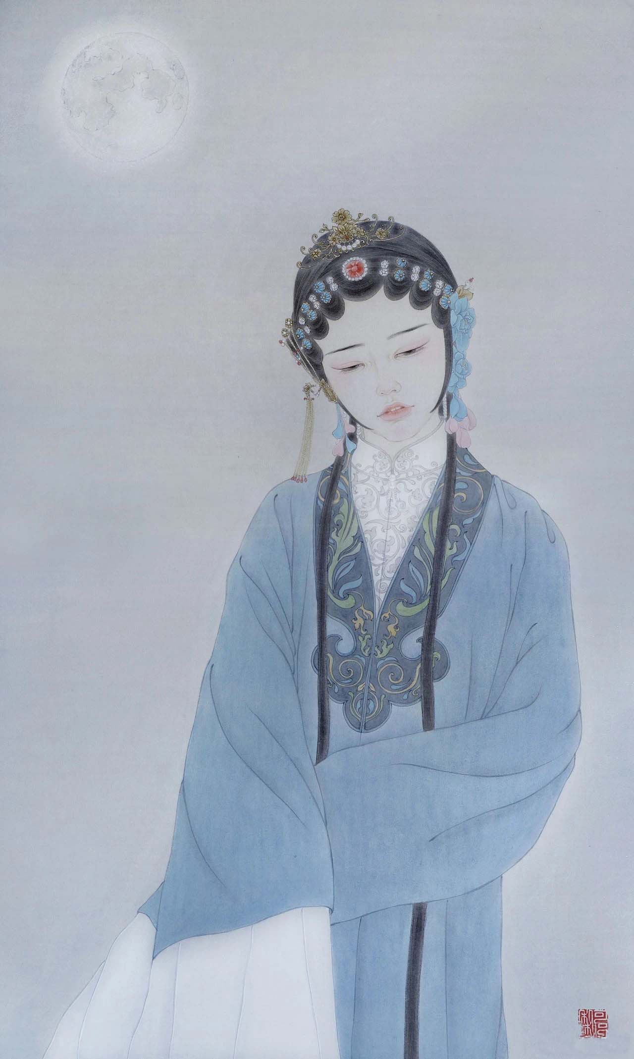 一组唯美的古风美女插画作品（图）