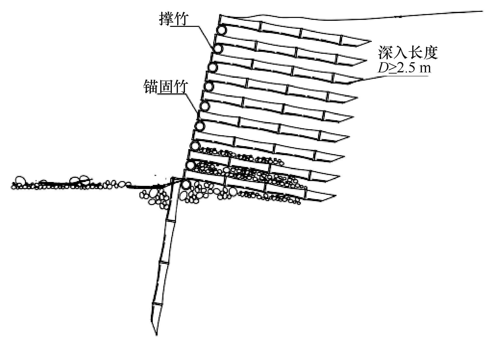 新型竹材式柔性锚固框架生态护岸结构及其稳定性模拟分析