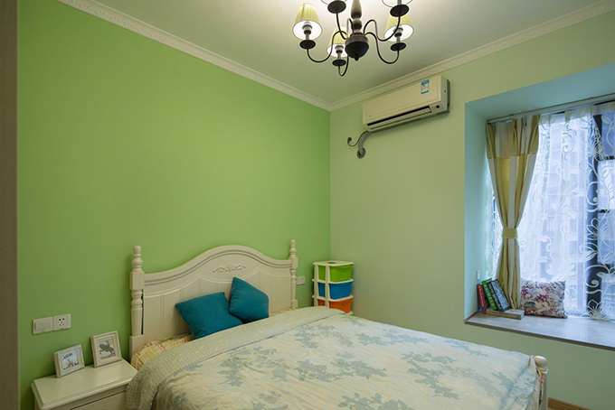 武汉83平小两居的刚需房,绿色田园风格,客厅的颜色搭配非常舒适 - 114