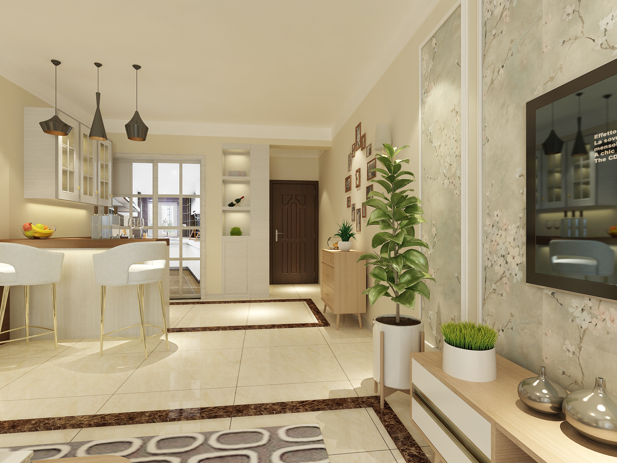 装修案例丨华润橡树湾126㎡现代简约风，改动厨房门收纳增加一倍