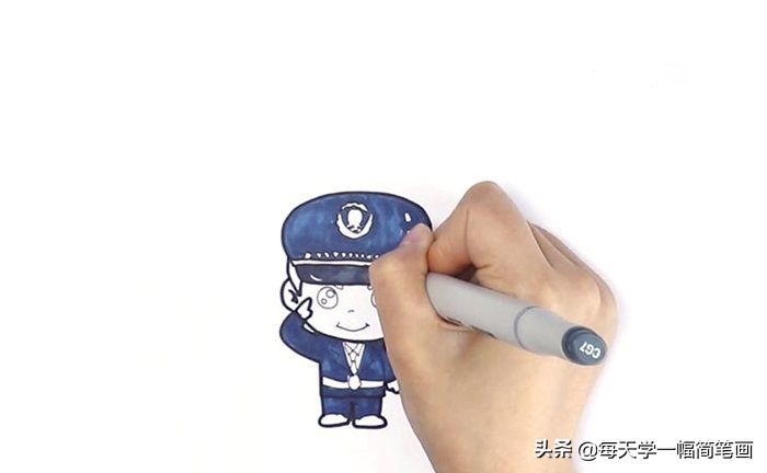 每天学一幅简笔画--可爱的警察简笔画