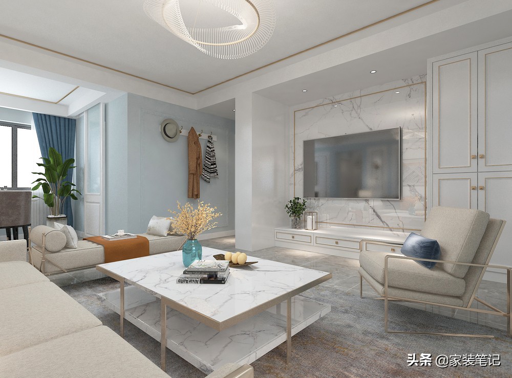 走进她家，才知道原来轻奢风这么美，仅凭客厅就被治愈了，很精致
