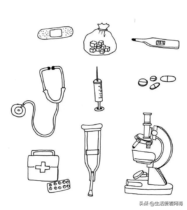 各类日用品的简笔画，简单有趣，可以留着教孩子画，手帐必备素材