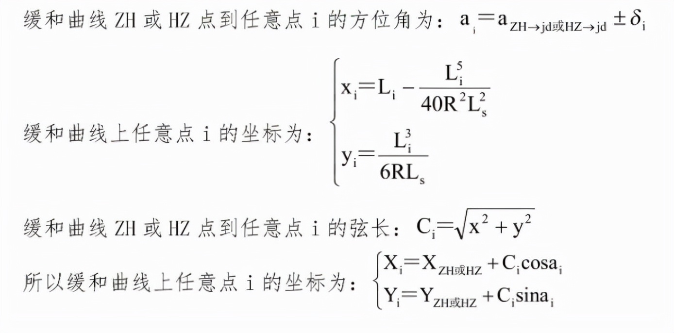 缓和曲线坐标计算方法