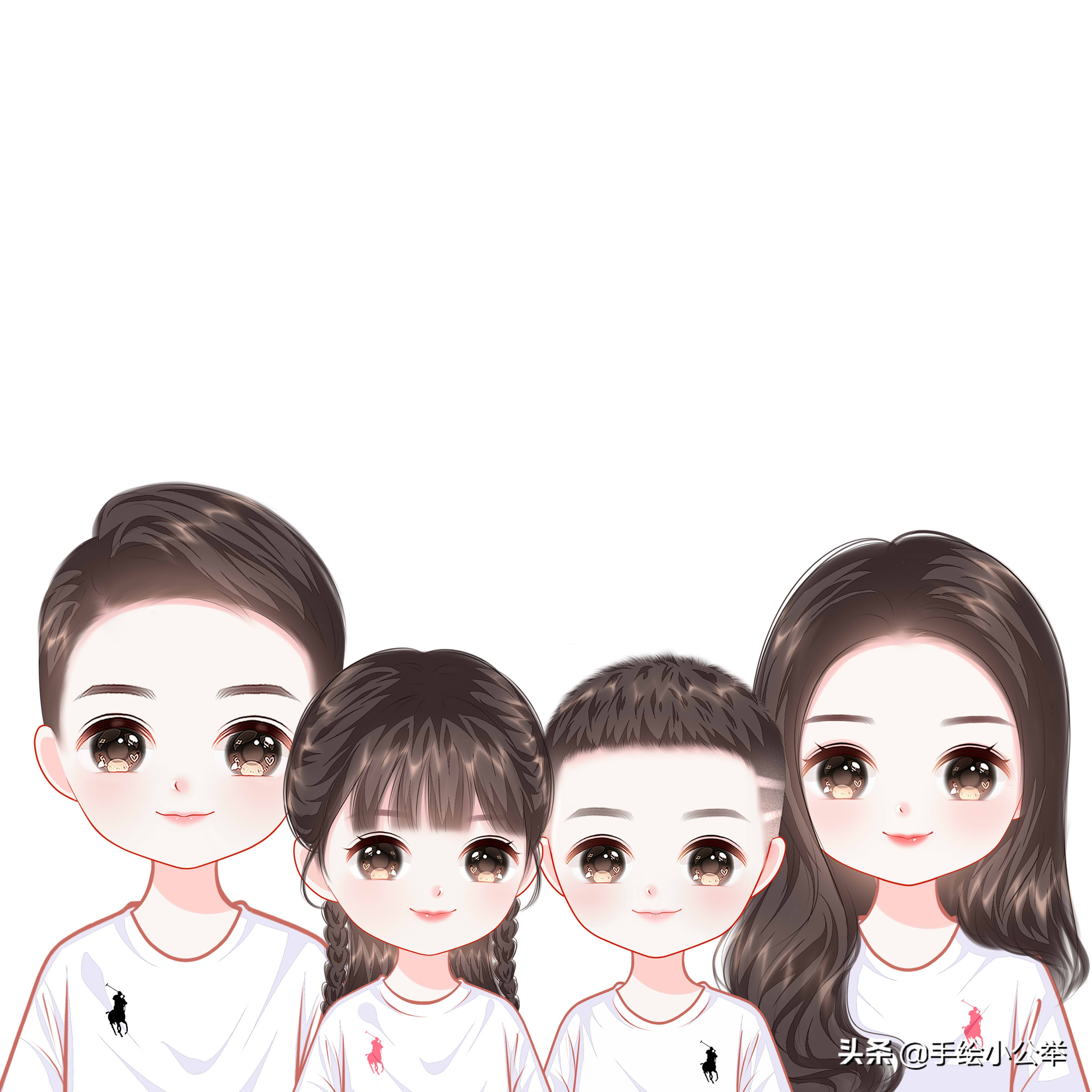 一家四口两个女儿卡通图片(换个头像吧) - 赤虎壹号