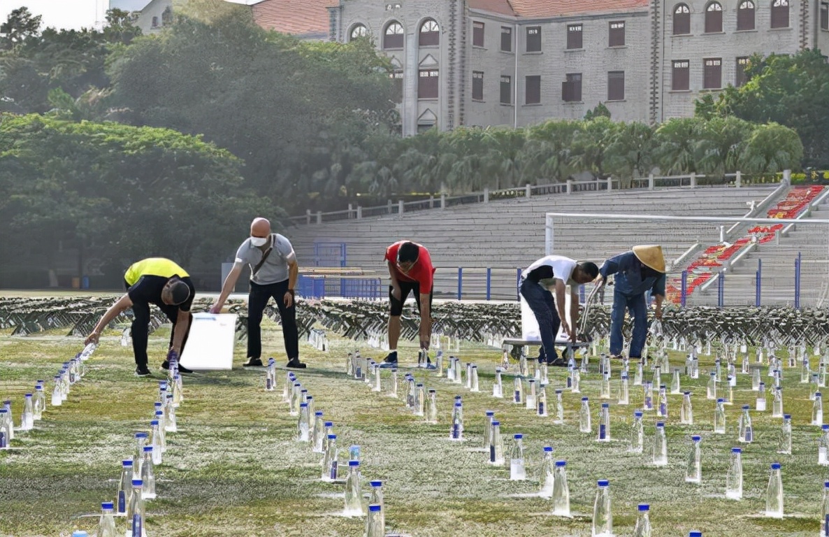 厦门大学特别的开学典礼，矿泉水瓶子代替新生，网友表示太会玩了