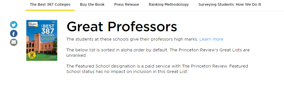 2022《普林斯顿评论》美国最佳大学排名发布