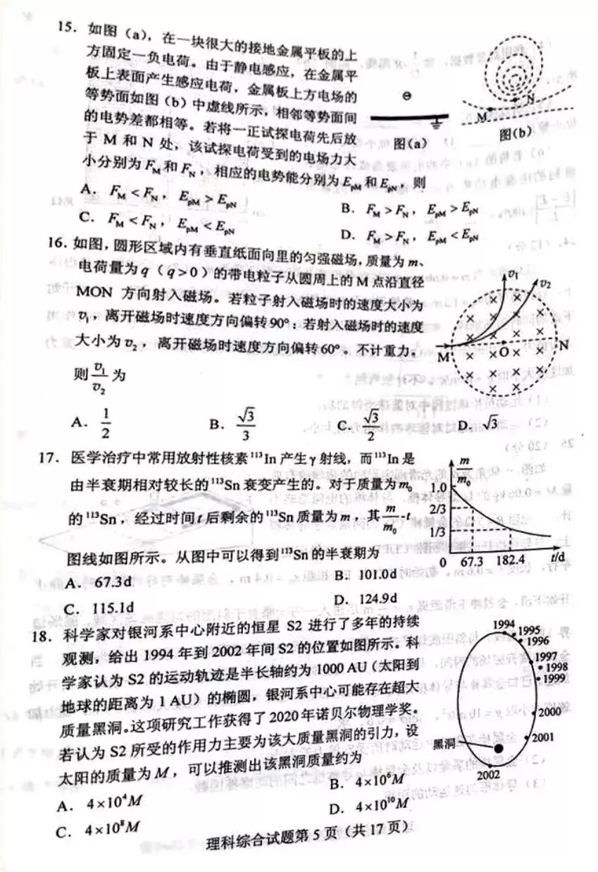 2021年高考全国乙卷理科综合物理试题「高清版」