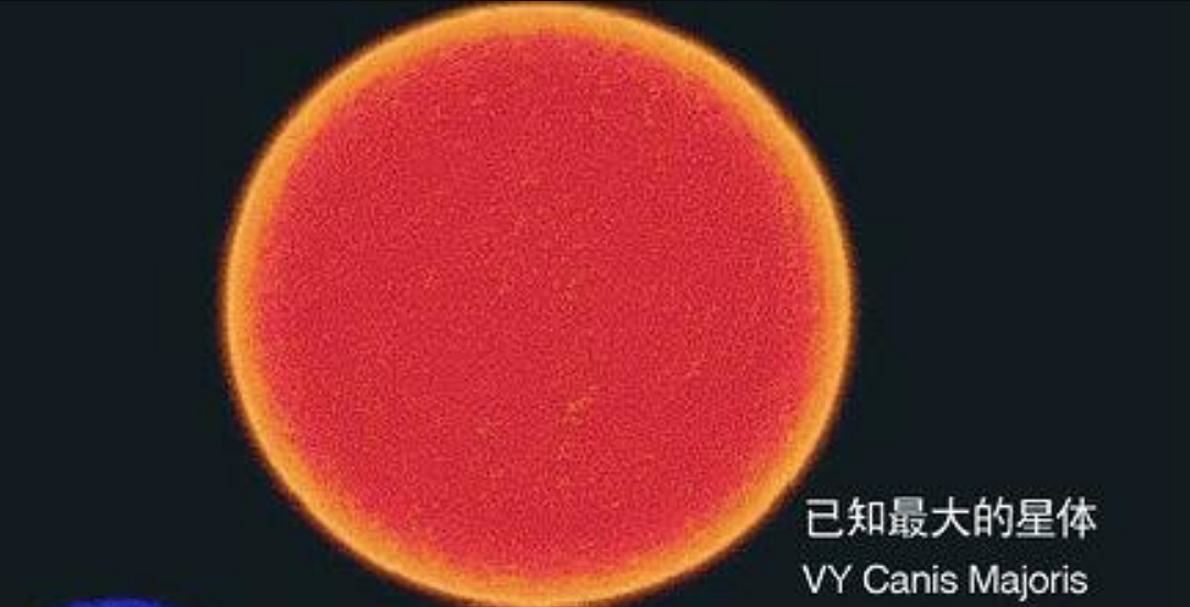 人类已知最大的恒星有多大？可容纳100亿颗太阳，1.3亿亿颗地球