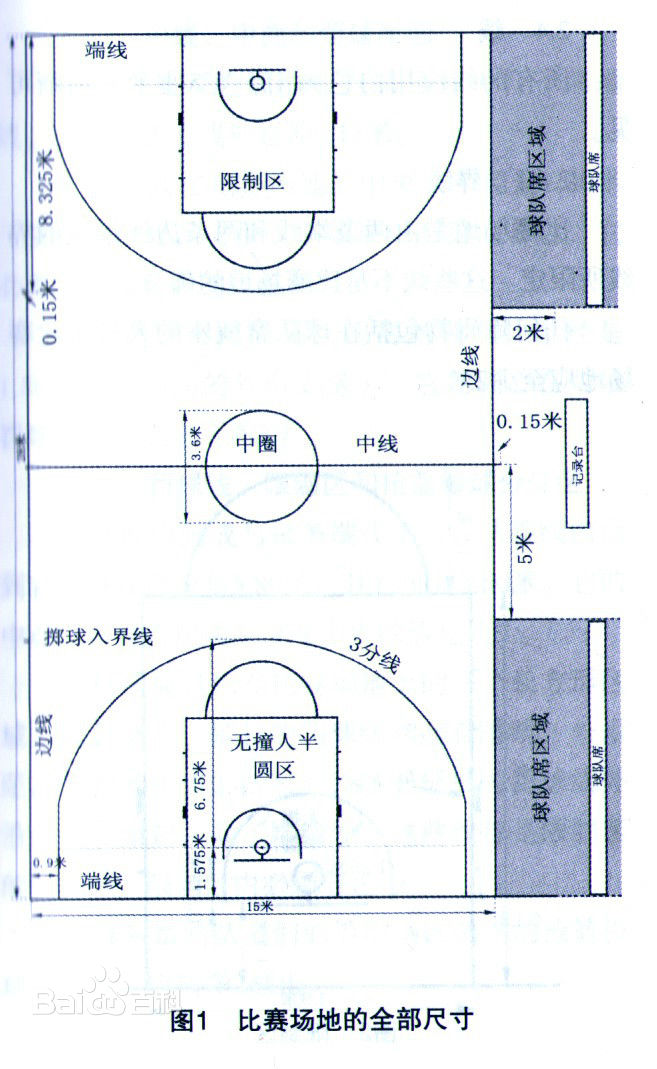 篮球场地半场标准尺寸图片