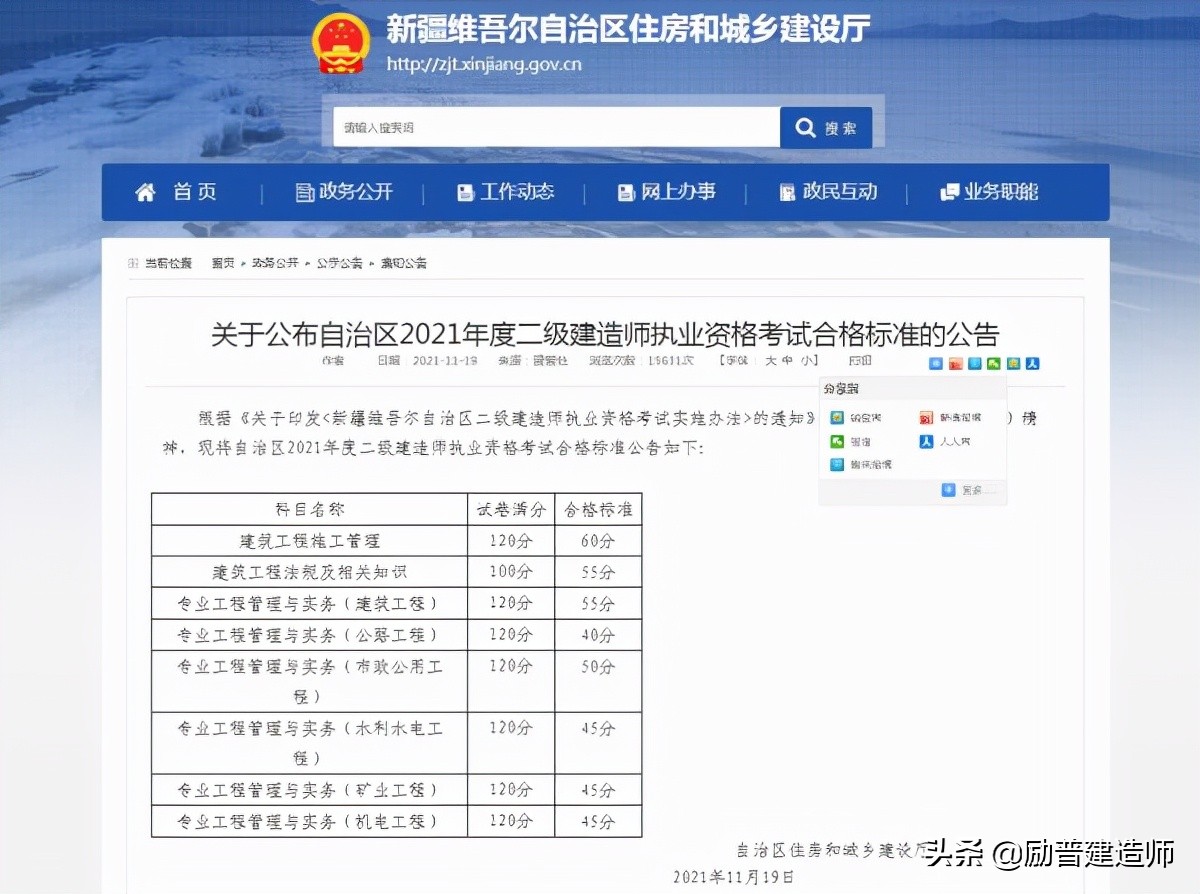 好消息！新疆2021年度二级建造师考试成绩终于公布了