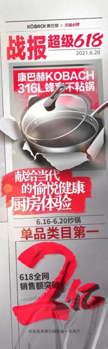 康巴赫炒锅热销，618销售额突破2亿元
