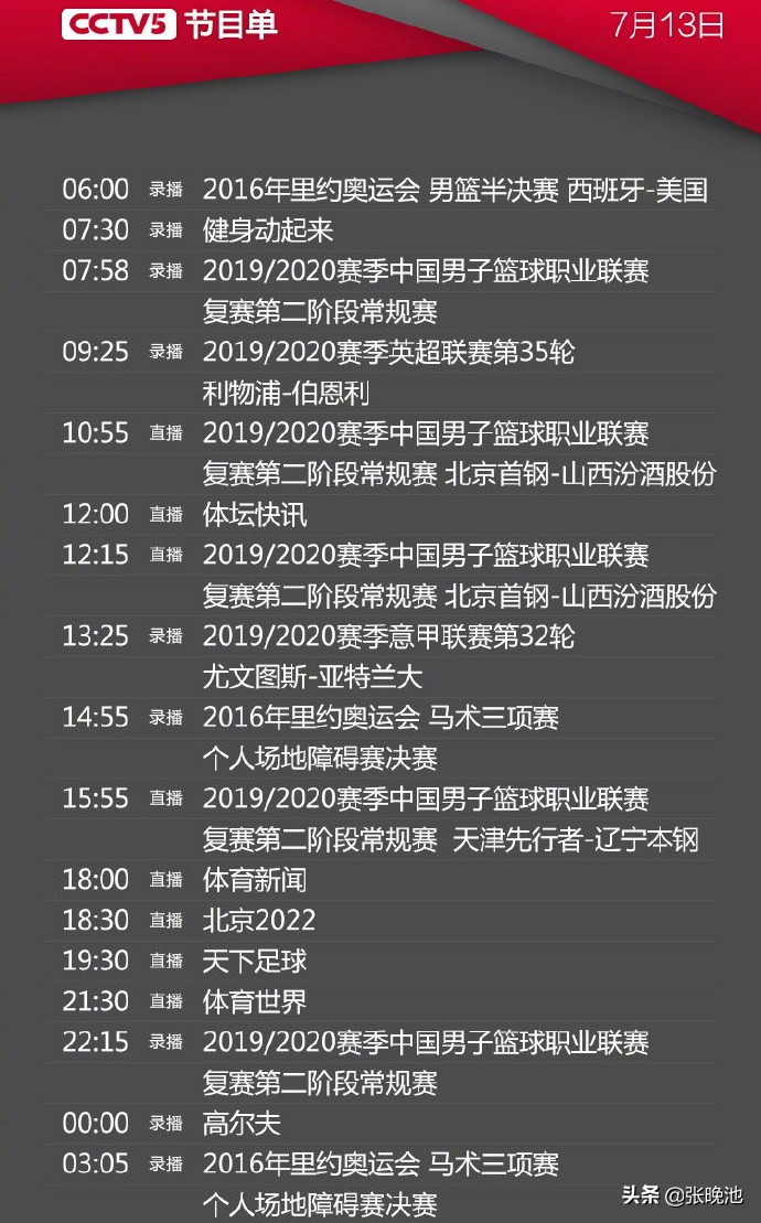 2020cba赛程哪个台(央视今日节目单，共转4场CBA，CCTV5直播天下足球 辽篮 北京首钢)