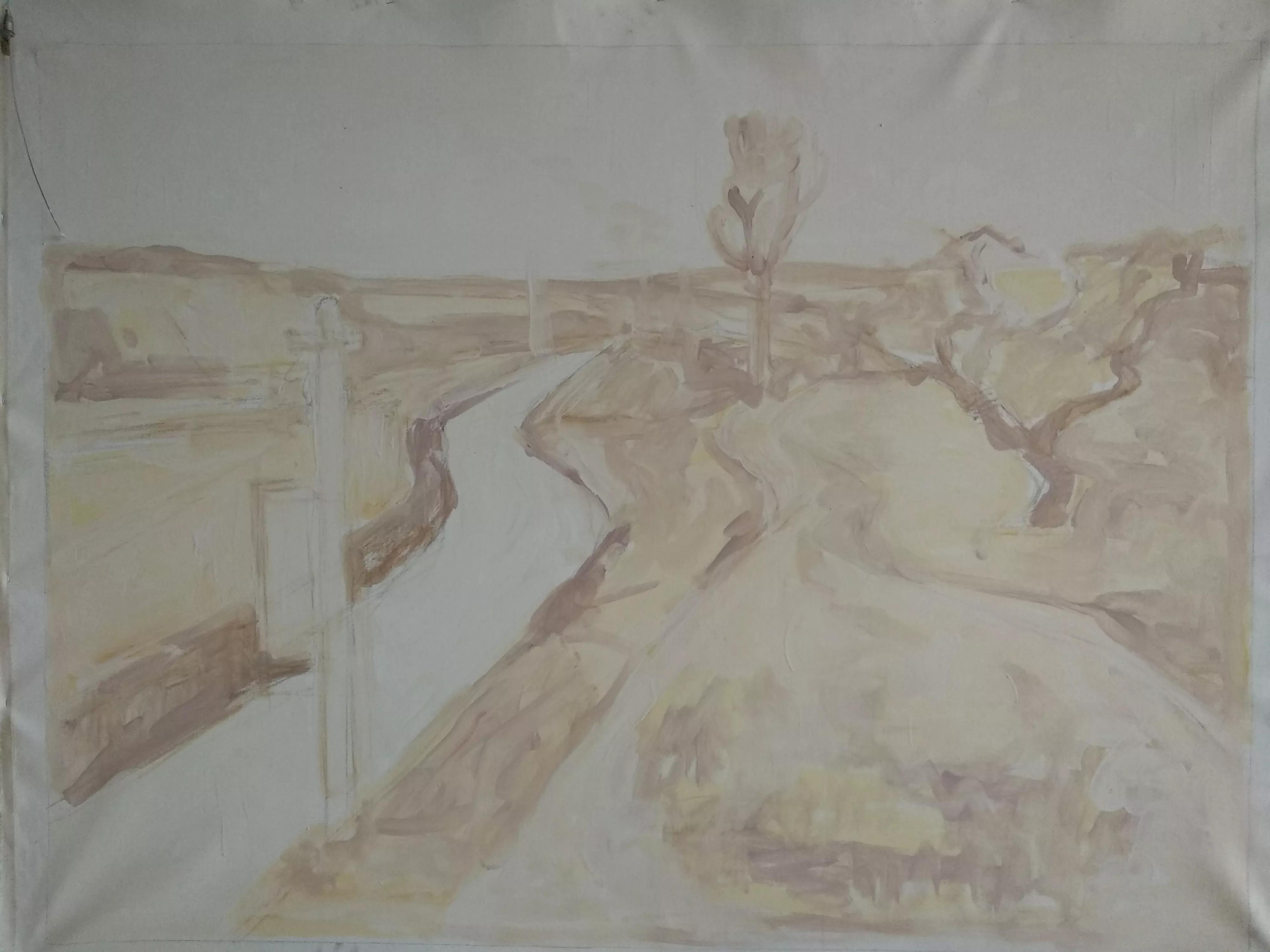 油性色粉作品《山之家园》的创作过程