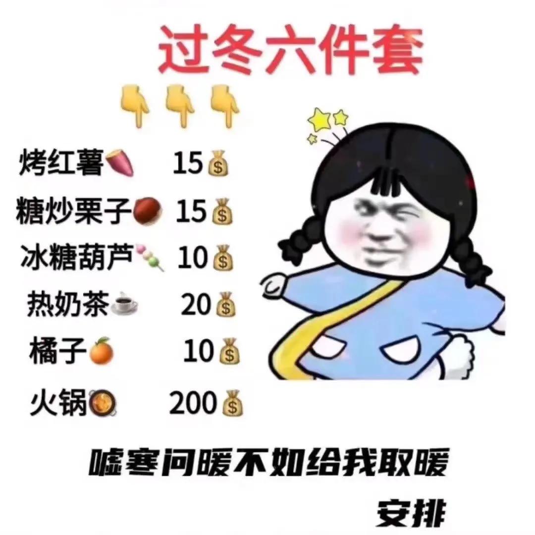 表情包：过冬六件套，嘘寒问暖不如给我取暖