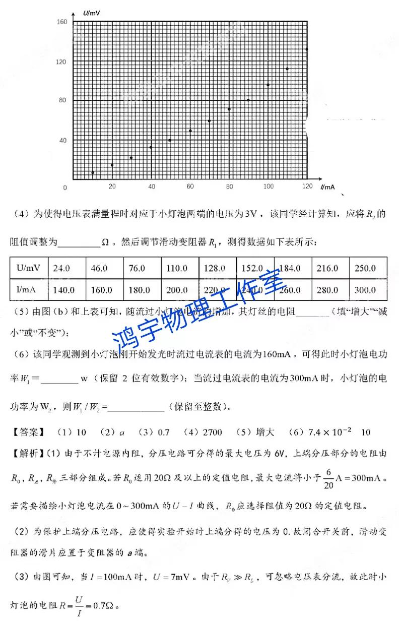 2021年高考全国甲卷理科综合物理试题及参考答案解析「超清版」