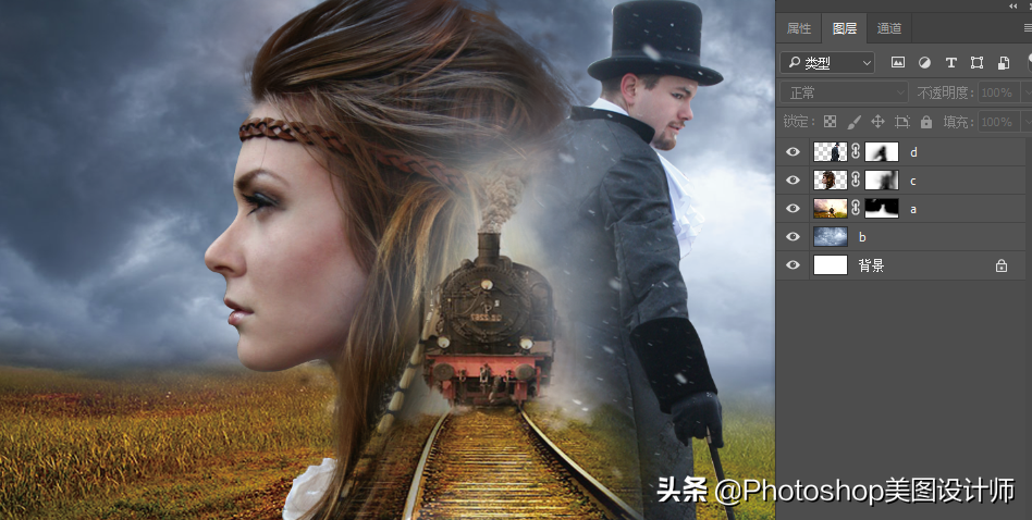 PS合成创意的二次曝光海报