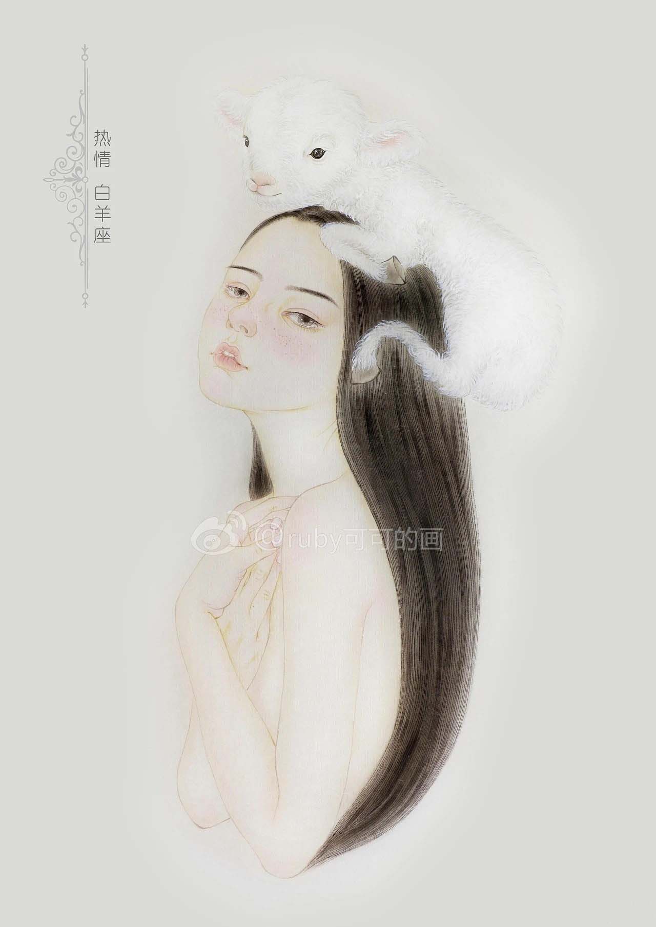 一组唯美的古风美女插画作品（图）