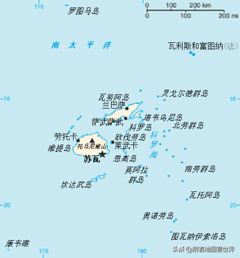 南太平洋地图(南太平洋的十字路口斐济，为什么38%的人口为印度族人？)