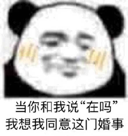 熊猫头撩人表情包：当你和我说：在吗？我想我同意这门婚事