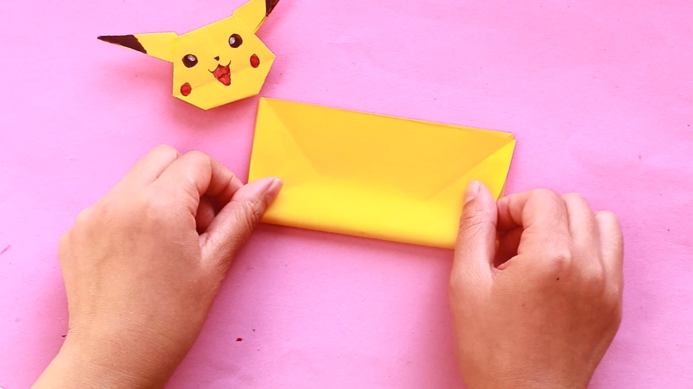 做法非常简单的萌萌哒皮卡丘,一张纸就能完成,手工折纸教程