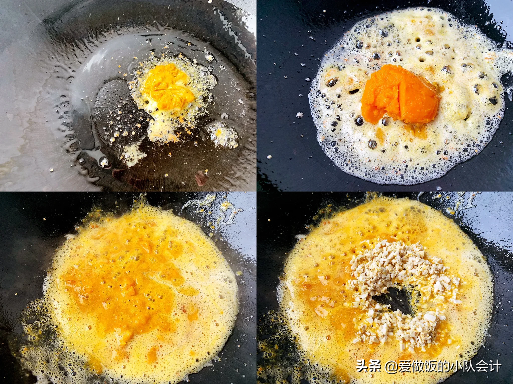 蟹黄豆腐在家做，掌握窍门，色泽金黄，味道鲜香，方法很简单