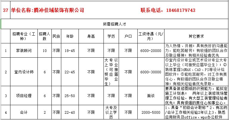 腾冲最新招聘信息（疫期在家不出门就能找工作）