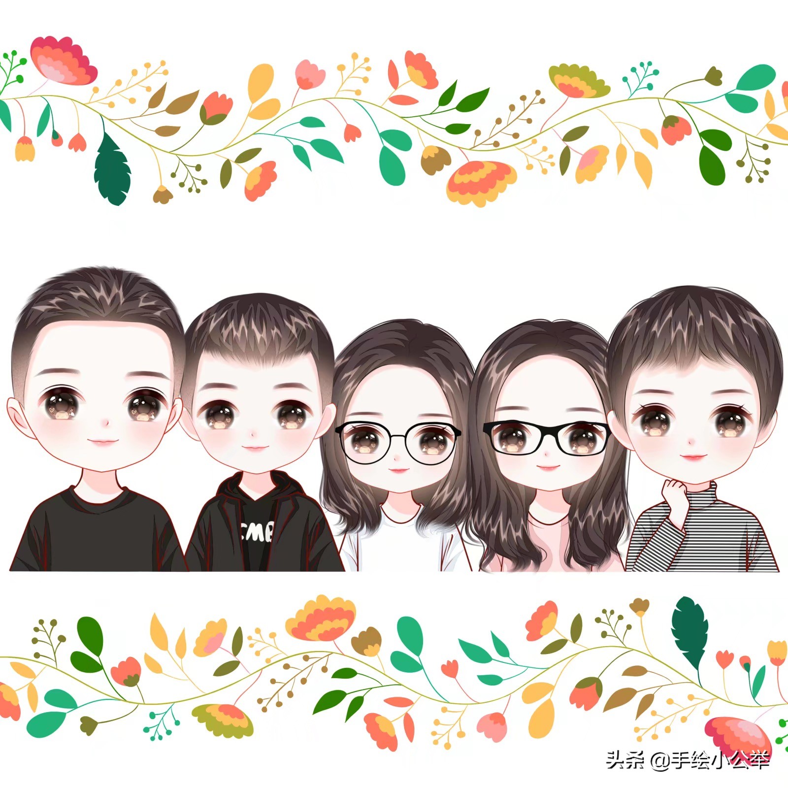 换个头像吧,一家四口q版全家福头像,可爱好看,儿女双全