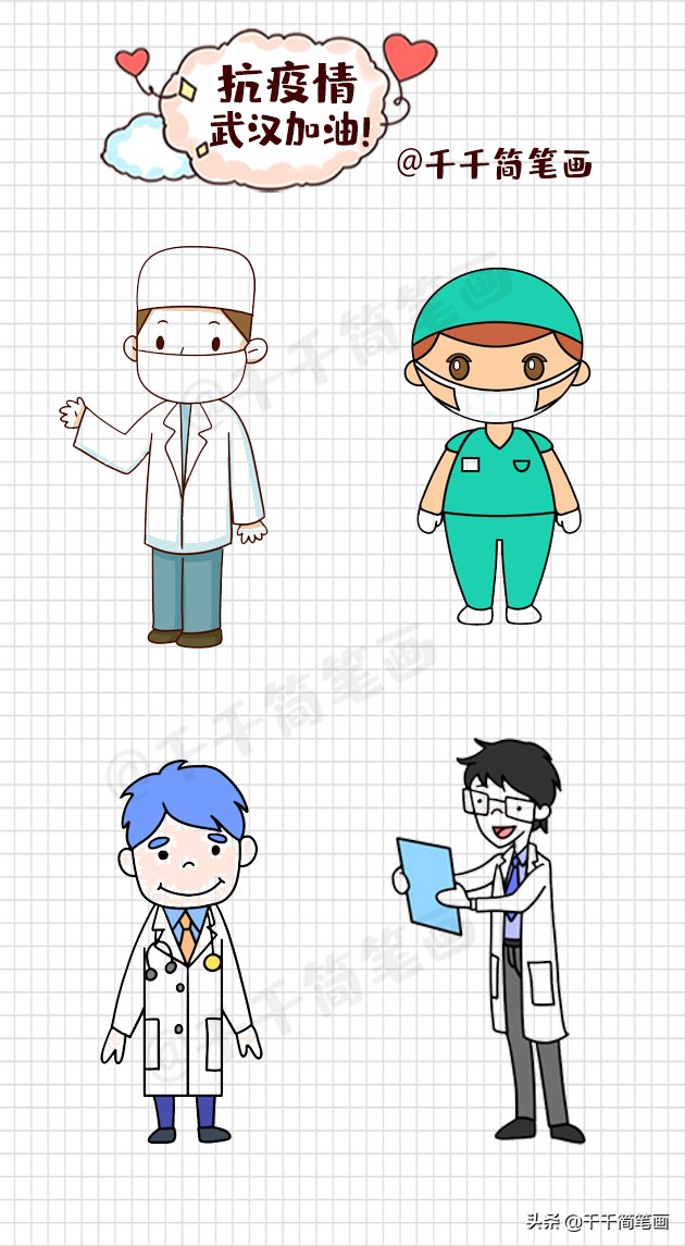 儿童抗击疫情简笔画大全，战胜新型肺炎！武汉加油