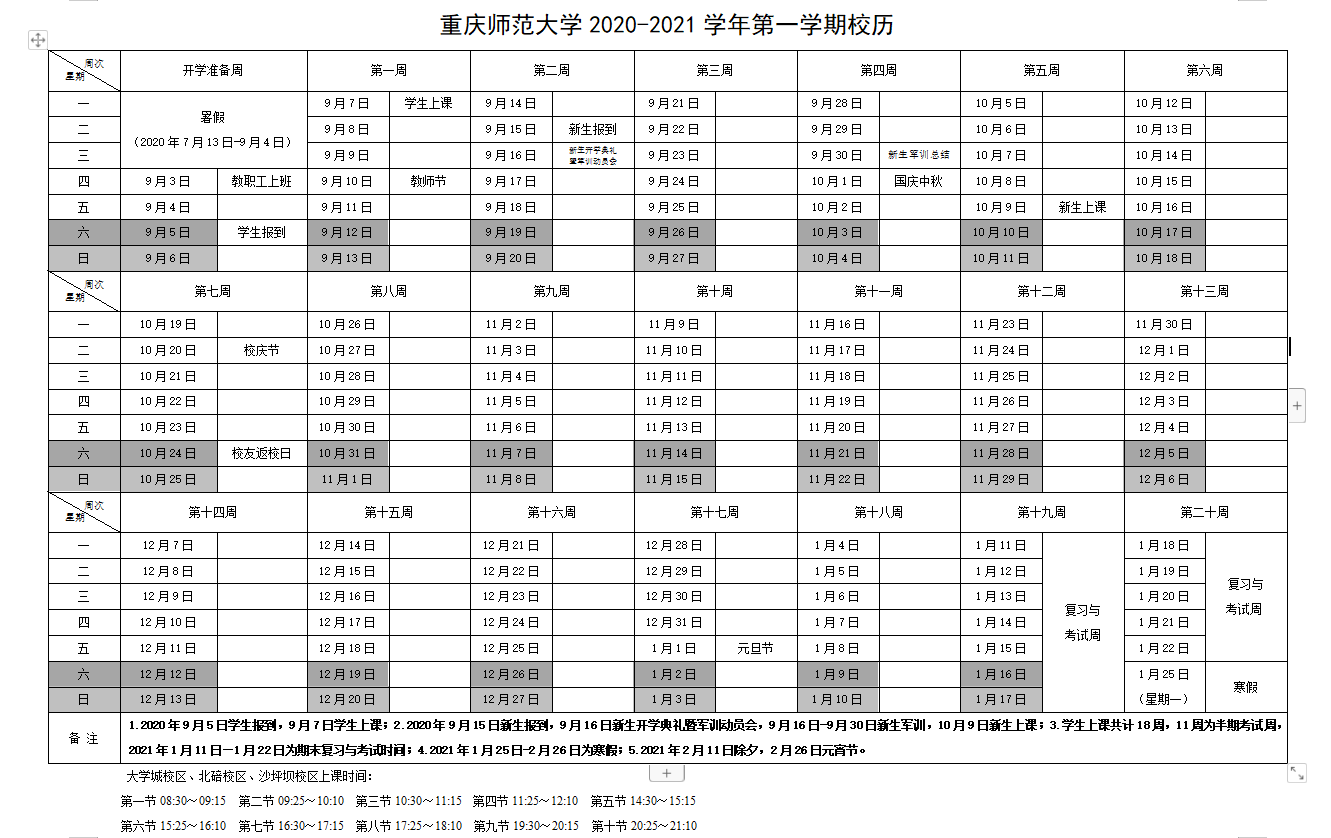 新大一这里集合！重庆十大高校校历出炉