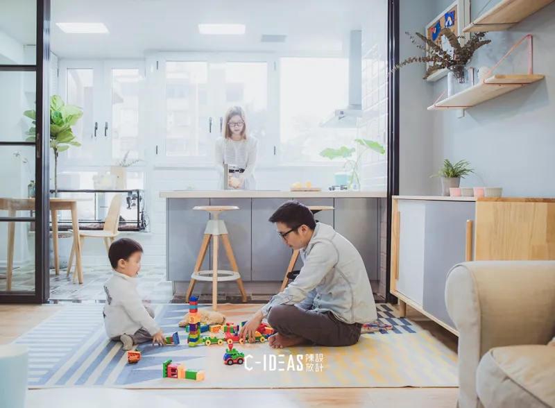兒童空間設計99㎡兩居改三居，LDK一體+無電視設計，一家三口的溫馨親子宅