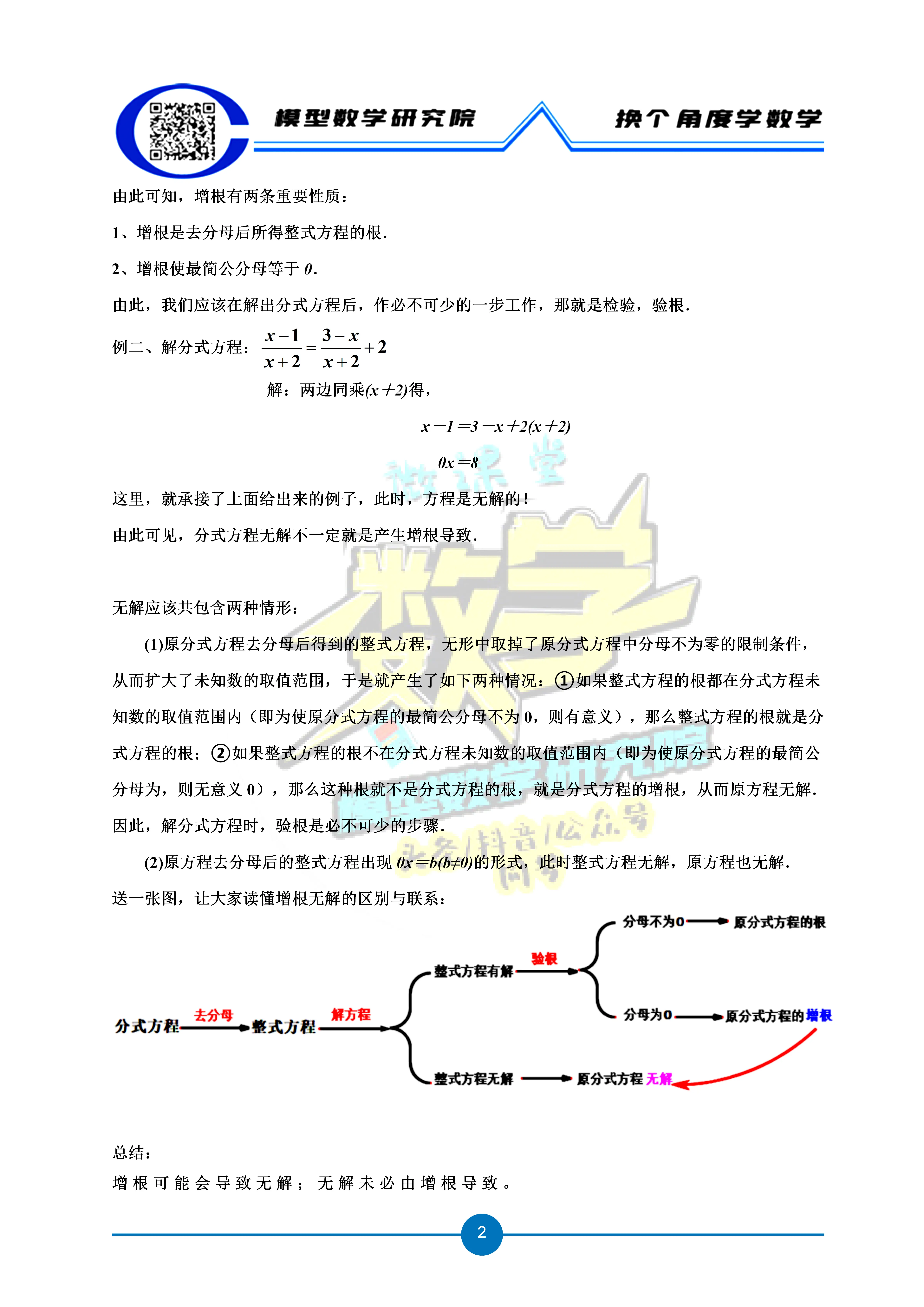 浅谈分式方程的增根和无解