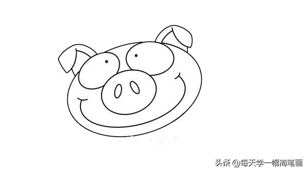 每天学一幅简笔画--粉色卡通猪简笔画