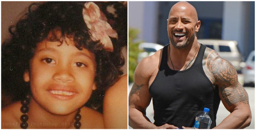 40张明星童年对比照,巨石强森头戴花,杨幂4岁演周星驰女儿