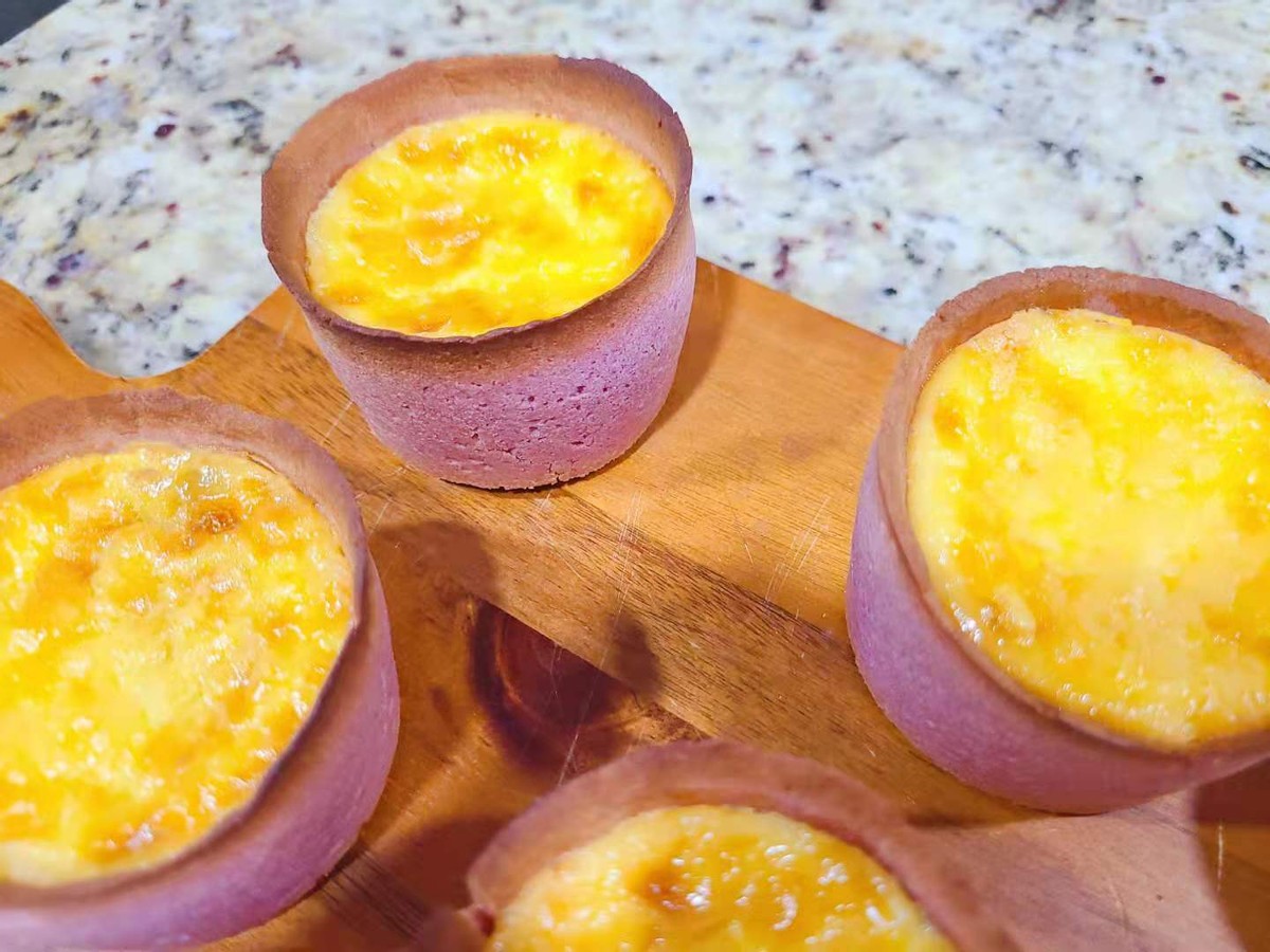 养胃吃它就对了！紫薯布丁蛋挞 一口三层内容 香甜又软糯 养颜还瘦身