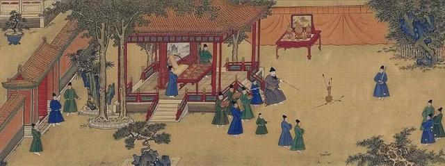 宴饮盛况，钟鼓齐鸣，嘉宾满堂，酒醴盈樽，共颂嘉礼，和乐融融。