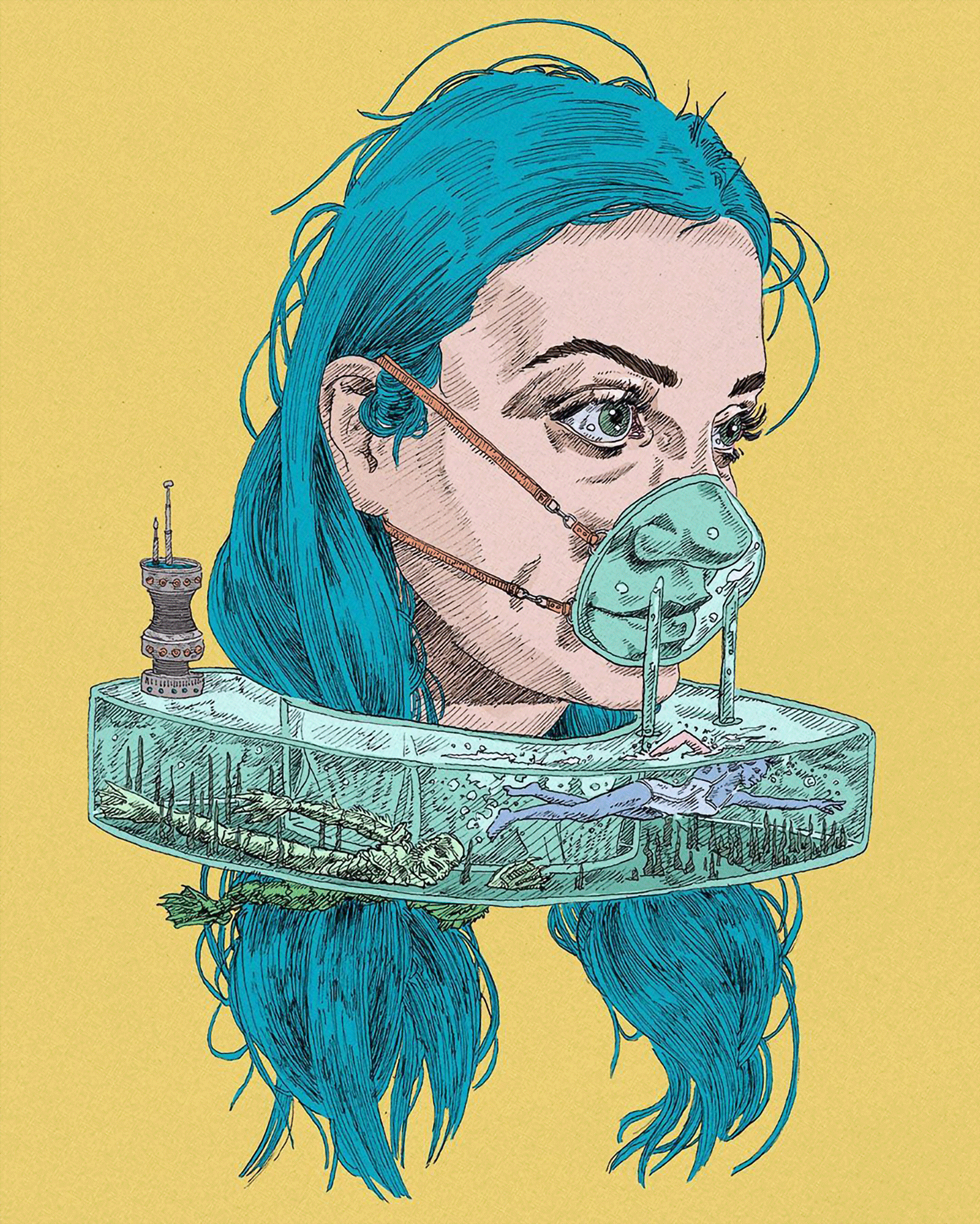 美国插画师的超现实口罩