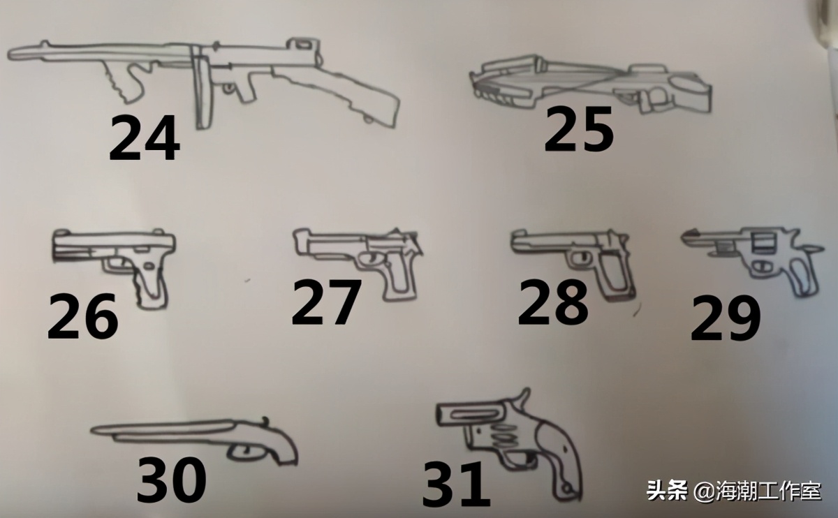 和平精英超级武器怎么画过程(小学生画出31把武器，菜鸟以为是青铜，“吃鸡”老玩家才能看懂)