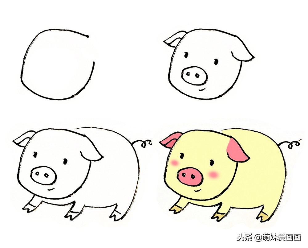 猪怎么画简单又漂亮一头猪的简笔画画法小猪的画法