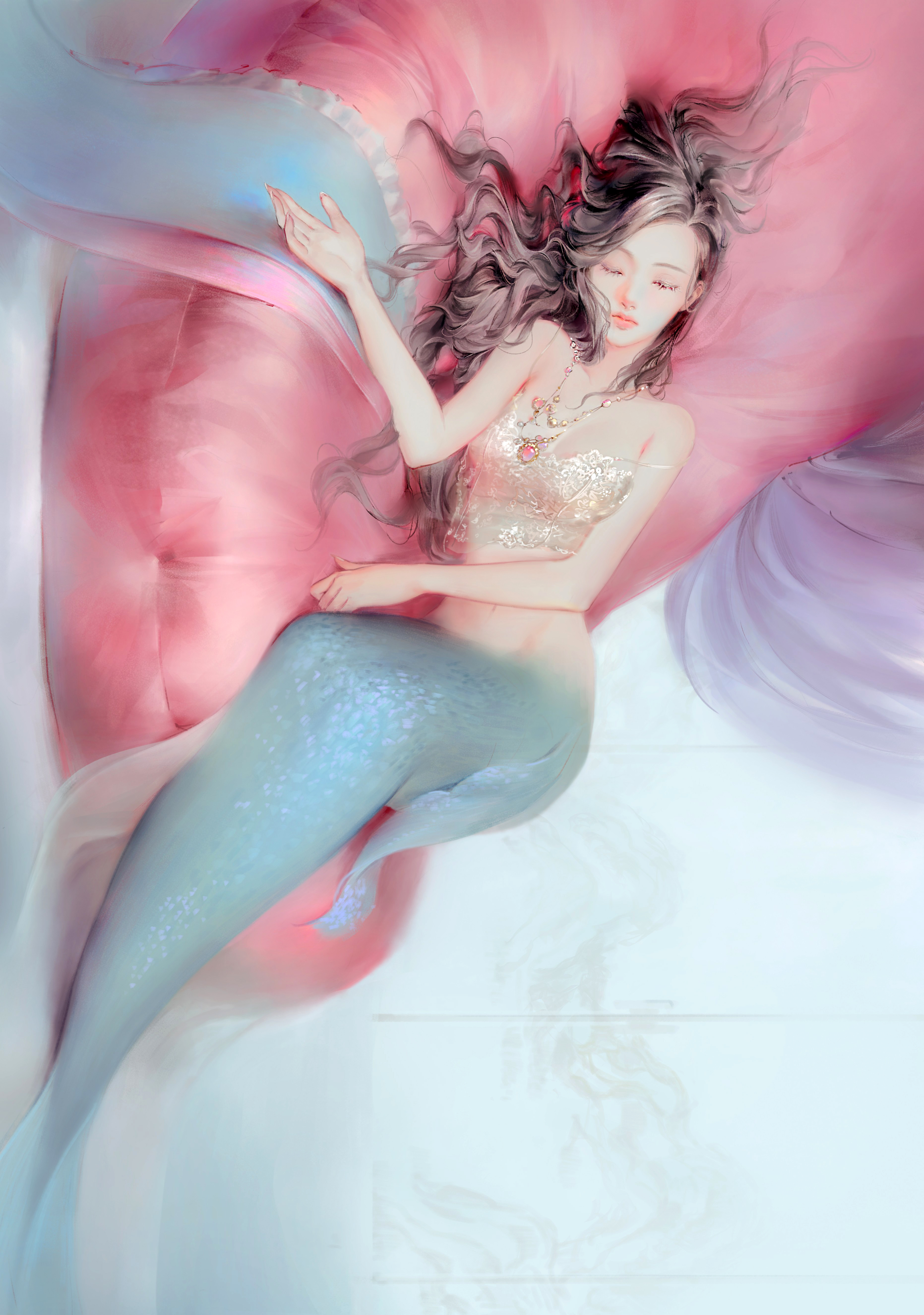 通透唯美的二次元美女，仙气扑面而来，充满梦幻华丽的马卡龙色彩