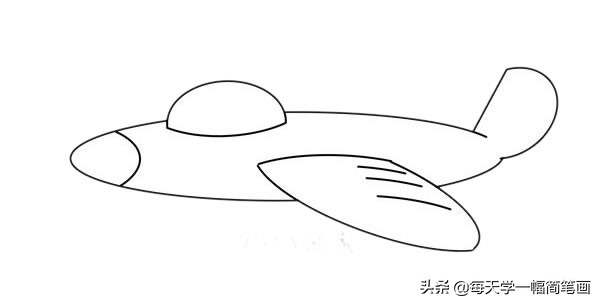 每天学一幅简笔画--卡通战斗机简笔画画法步骤图片教程